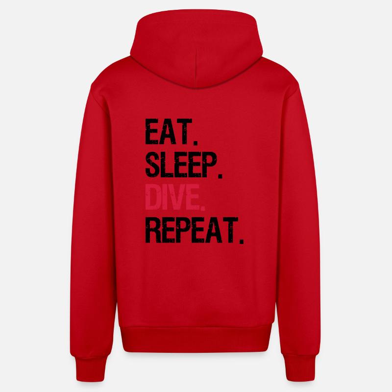 Eat Sleep Dive Repeat - Organic Relaxed Hooded Jacket Made in EU - red