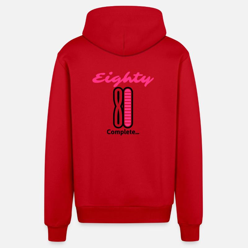 Quatre-vingts complet ... - Veste à capuche bio décontractée fabriquée en UE - rouge