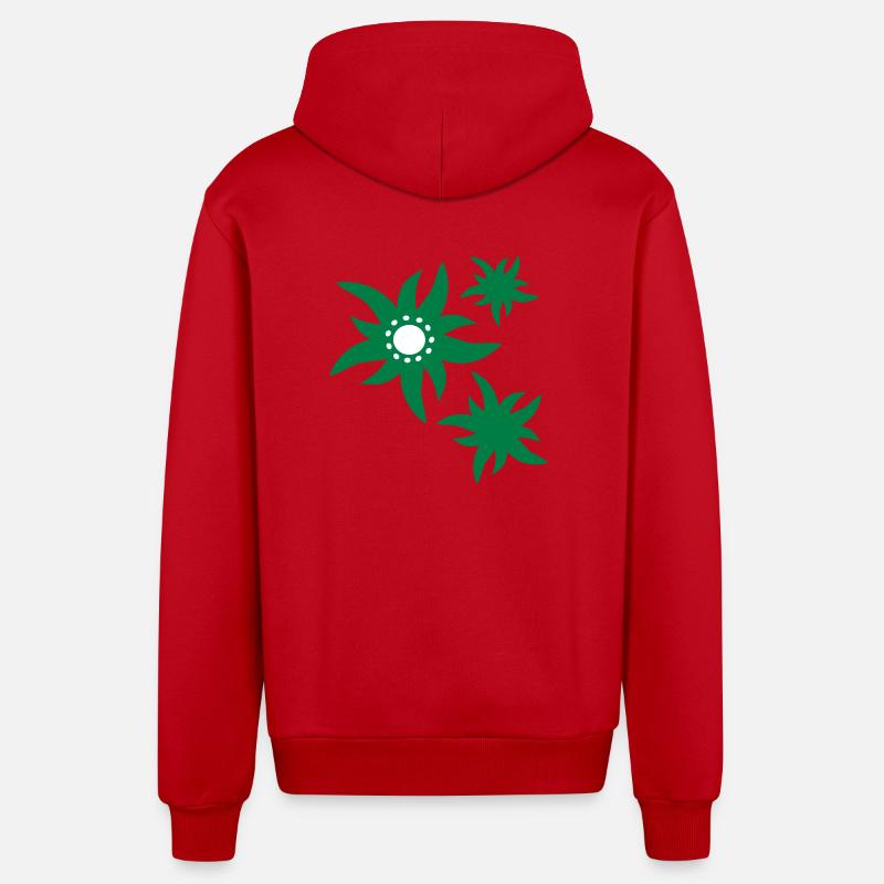 3 fleurs Fleurs d'Edelweiss - Veste à capuche bio décontractée fabriquée en UE - rouge