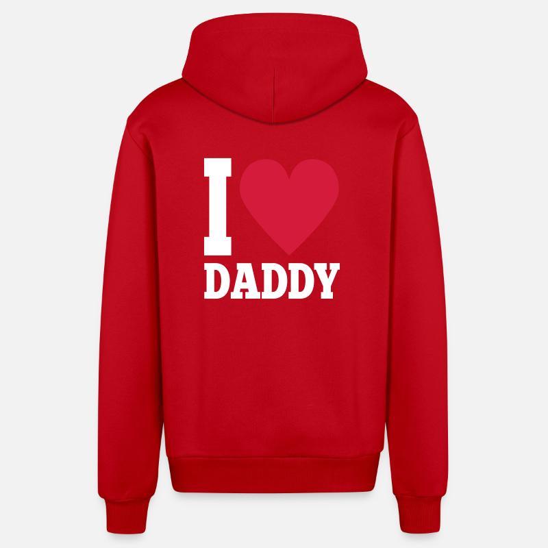 J'aime papa - Veste à capuche bio décontractée fabriquée en UE - rouge