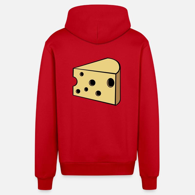 fromage - Veste à capuche bio décontractée fabriquée en UE - rouge