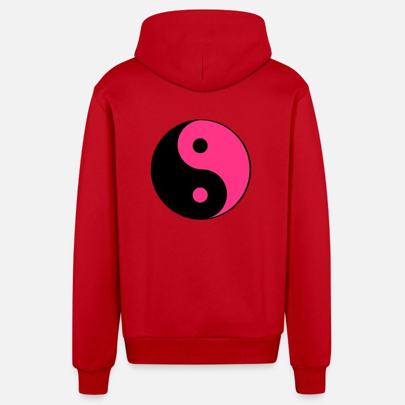 ind Yin Yang - Veste à capuche bio décontractée fabriquée en UE - rouge