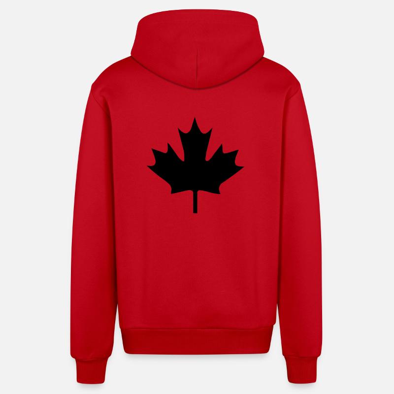 Canada - Feuille canadienne - Veste à capuche bio décontractée fabriquée en UE - rouge