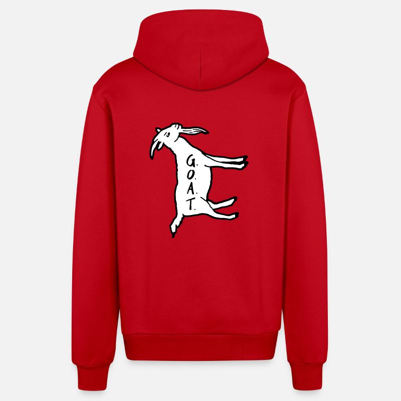 Chèvre 90 ° gauche - Veste à capuche bio décontractée fabriquée en UE - rouge