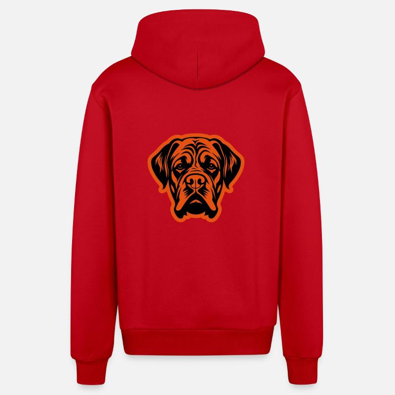 Tête de chien Mastiff - Veste à capuche bio décontractée fabriquée en UE - rouge