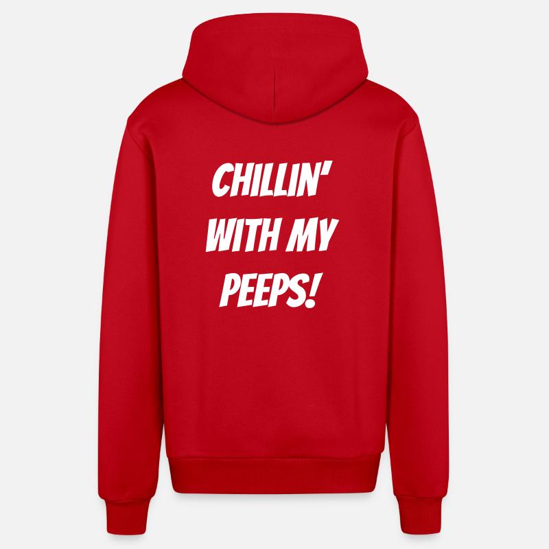 Cilling ́ with my peeps! - Organic Relaxed Hooded Jacket Made in EU - red