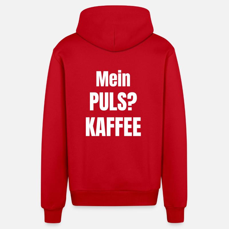 My pulse? Coffee - Organic Relaxed Hooded Jacket Made in EU - red
