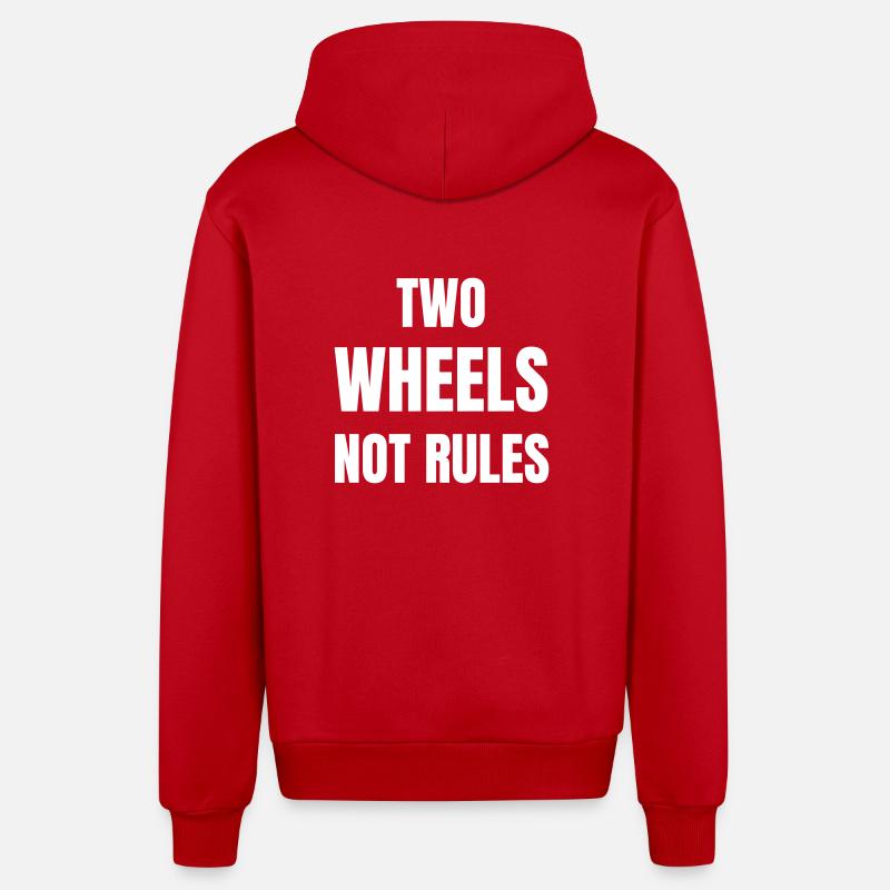Two wheels no rules - Organic Relaxed Hooded Jacket Made in EU - red