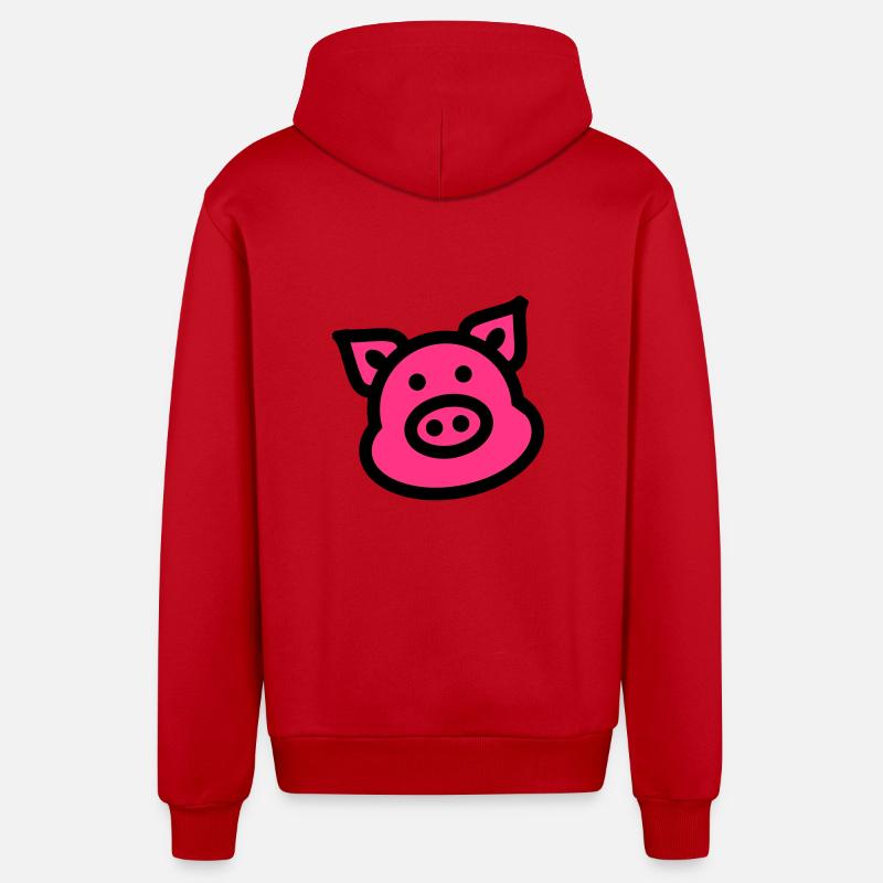 Cochon Animal Rose - Veste à capuche bio décontractée fabriquée en UE - rouge