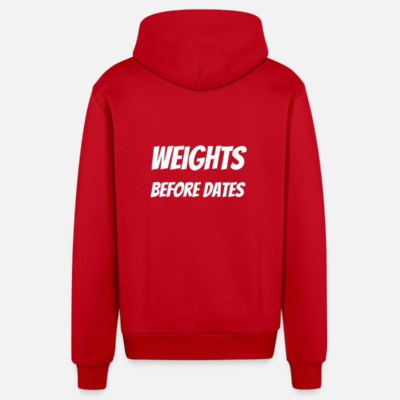 Weights before dates - Organic Relaxed Hooded Jacket Made in EU - red
