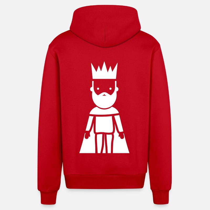 Pictogramme du roi - Veste à capuche bio décontractée fabriquée en UE - rouge