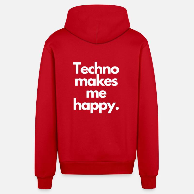 Techno me rend heureux - Veste à capuche bio décontractée fabriquée en UE - rouge