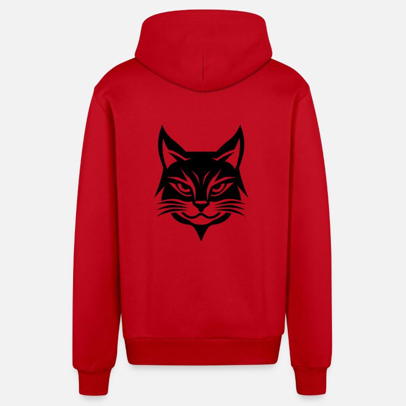 Tête de chat - Veste à capuche bio décontractée fabriquée en UE - rouge