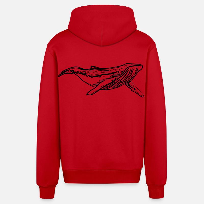 baleine - Veste à capuche bio décontractée fabriquée en UE - rouge