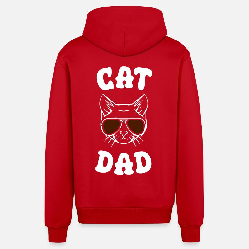 Papa chat - Veste à capuche bio décontractée fabriquée en UE - rouge