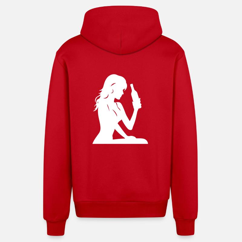 Épouse Poule Bouteille Bride - Veste à capuche bio décontractée fabriquée en UE - rouge