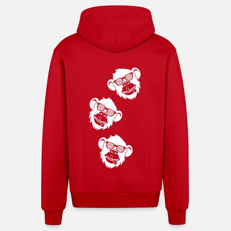 Affe Cool Kopf - Organic Relaxed Kapuzenjacke Made in EU - Rot