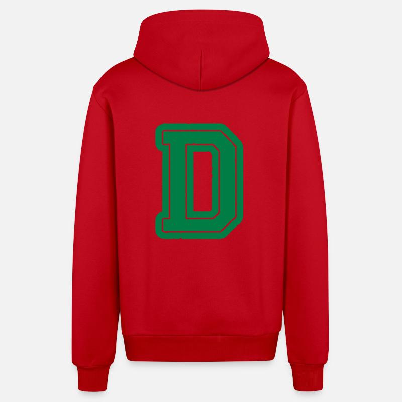 D Buchstabe - Organic Relaxed Kapuzenjacke Made in EU - Rot