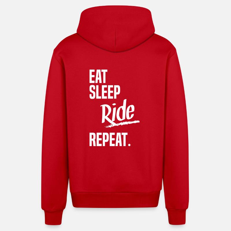 EAT SLEEP RIDE - Veste à capuche bio décontractée fabriquée en UE - rouge