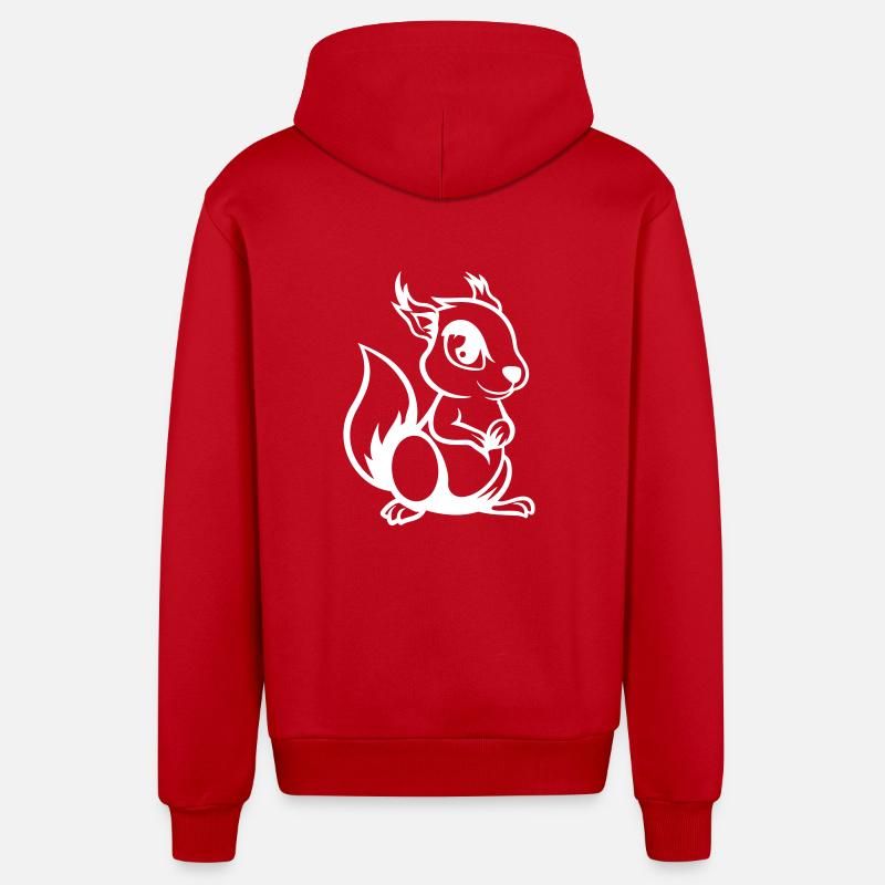 Bande dessinée écureuil - Veste à capuche bio décontractée fabriquée en UE - rouge