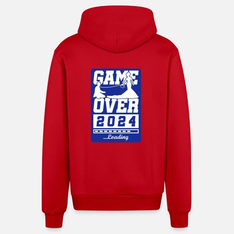 Wedding Loading 2024 Game Over - Veste à capuche bio décontractée fabriquée en UE - rouge