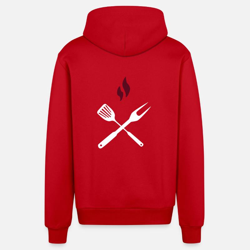 Couverts de barbecue - Veste à capuche bio décontractée fabriquée en UE - rouge
