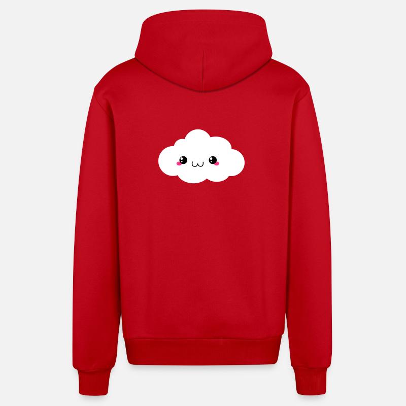 Happy Kawaii Cloud (nuage) - Veste à capuche bio décontractée fabriquée en UE - rouge
