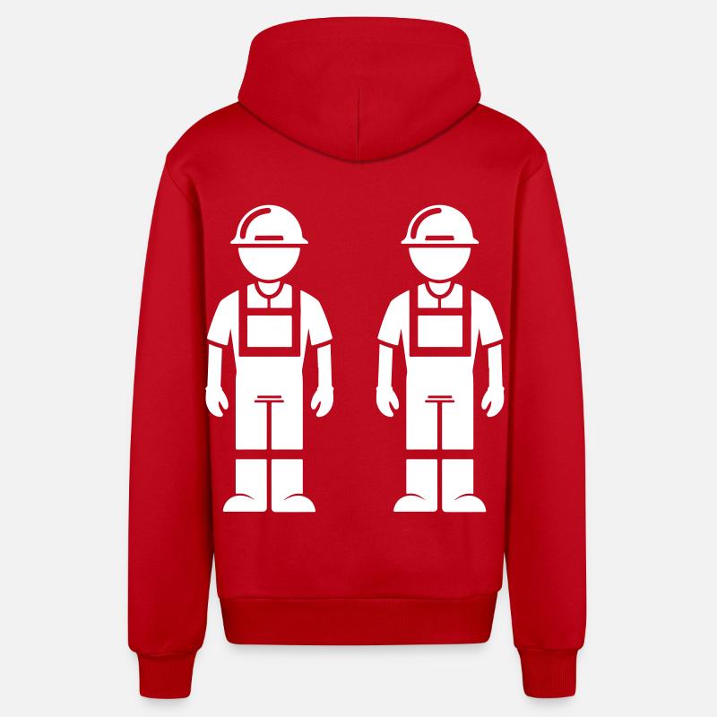 Construction Worker Team - Organic Relaxed Hooded Jacket Made in EU - red