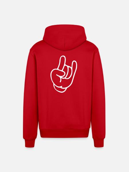 Rockhand Silhouette Motiv - Organic Relaxed Kapuzenjacke Made in EU - Rot