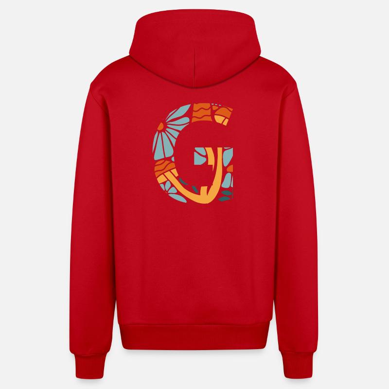 Lettre g fleurs groovy idée cadeau  - Veste à capuche bio décontractée fabriquée en UE - rouge
