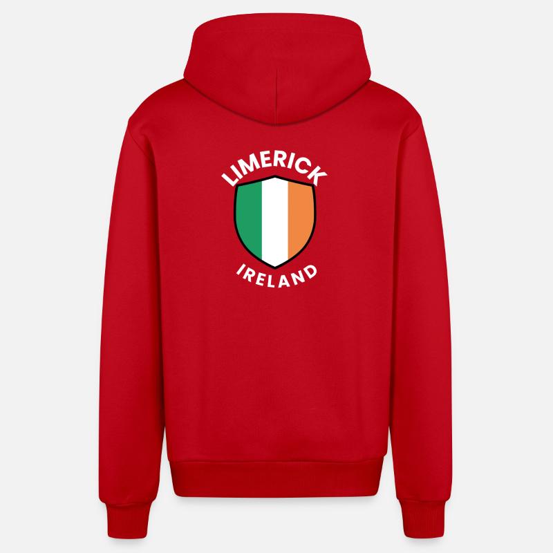 Drapeau irlandais de Limerick - Veste à capuche bio décontractée fabriquée en UE - rouge