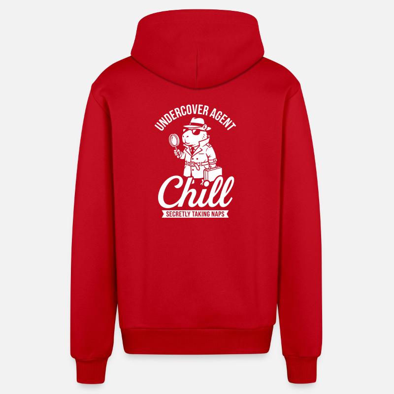 Undercover Agent Chill – Capybara - Organic Relaxed Hooded Jacket Made in EU - red