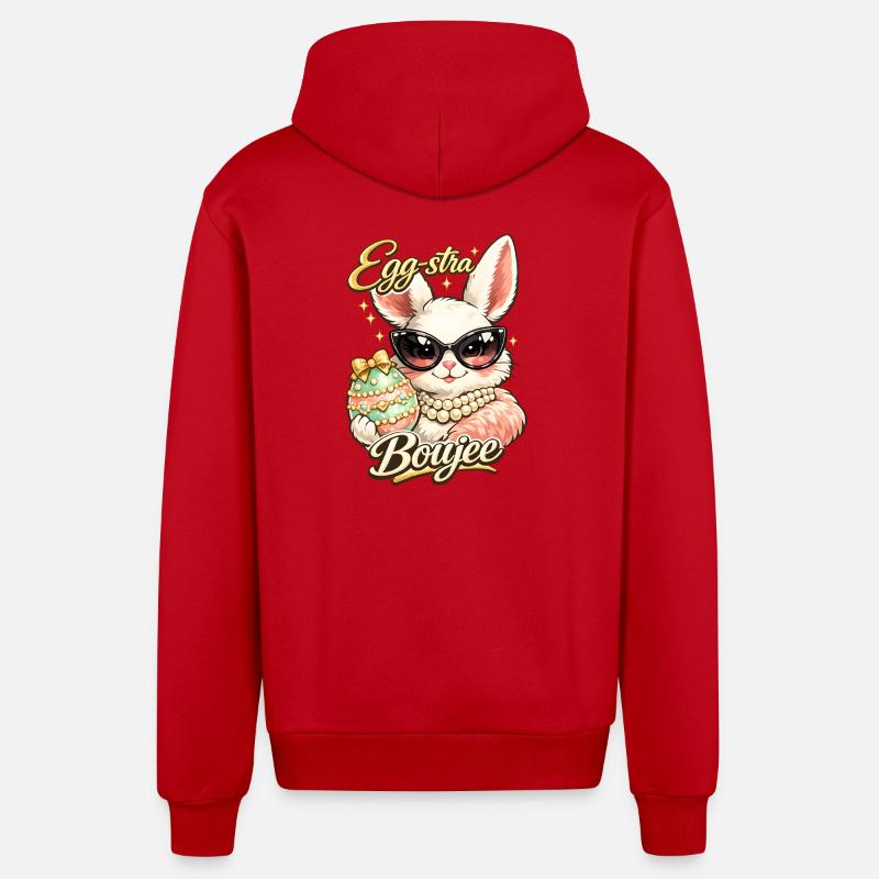 Eggstra Boujee Easter Bunny Easter - Organic Relaxed Hooded Jacket Made in EU - red