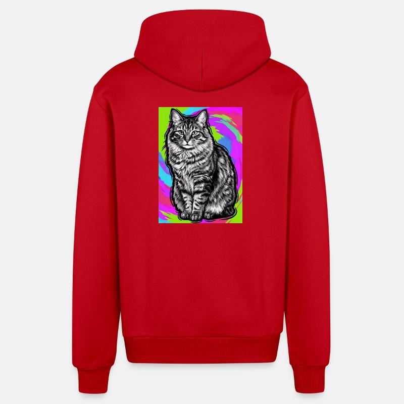 chat - Veste à capuche bio décontractée fabriquée en UE - rouge