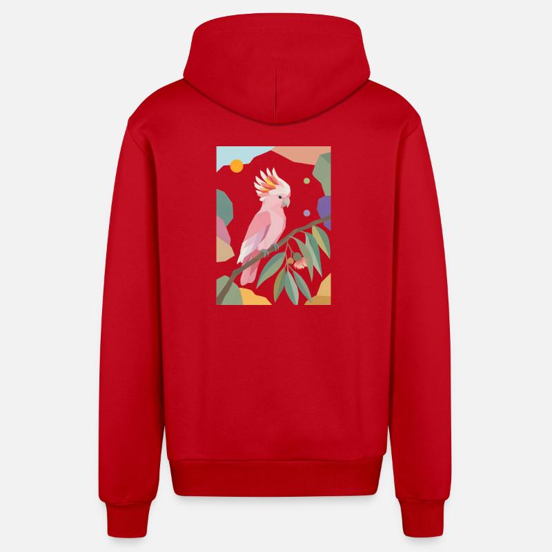 Oiseau perroquet cacatoès rose Design - Veste à capuche bio décontractée fabriquée en UE - rouge