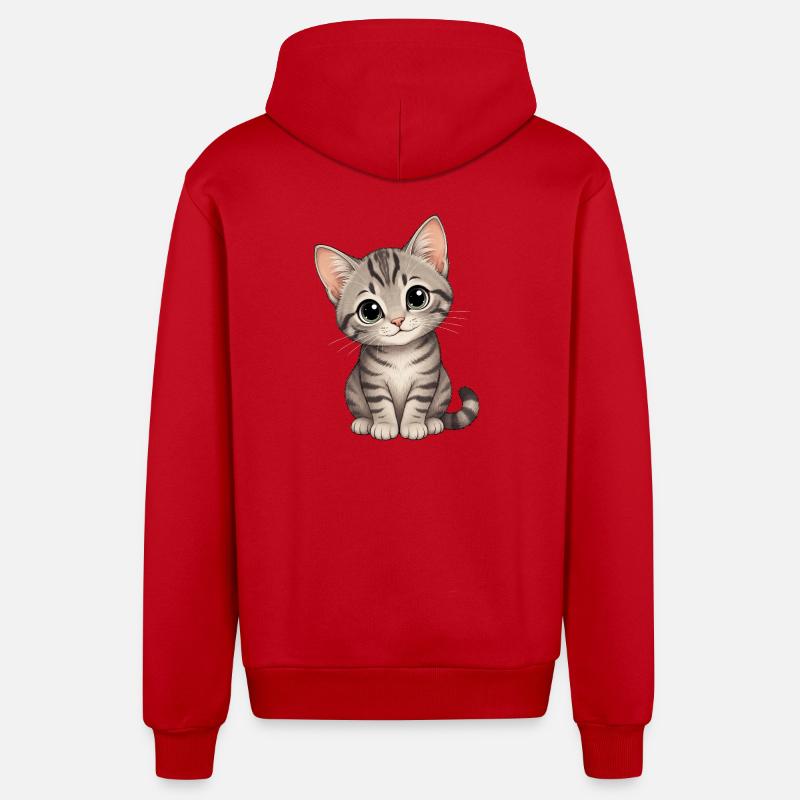 Cher chaton - Veste à capuche bio décontractée fabriquée en UE - rouge