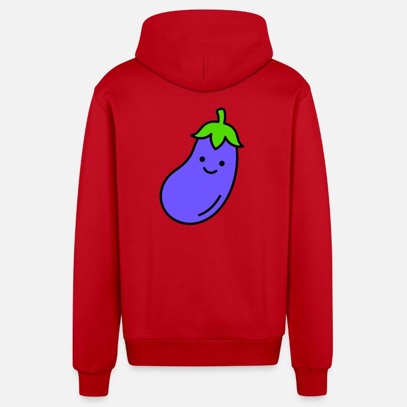 aubergine - Veste à capuche bio décontractée fabriquée en UE - rouge