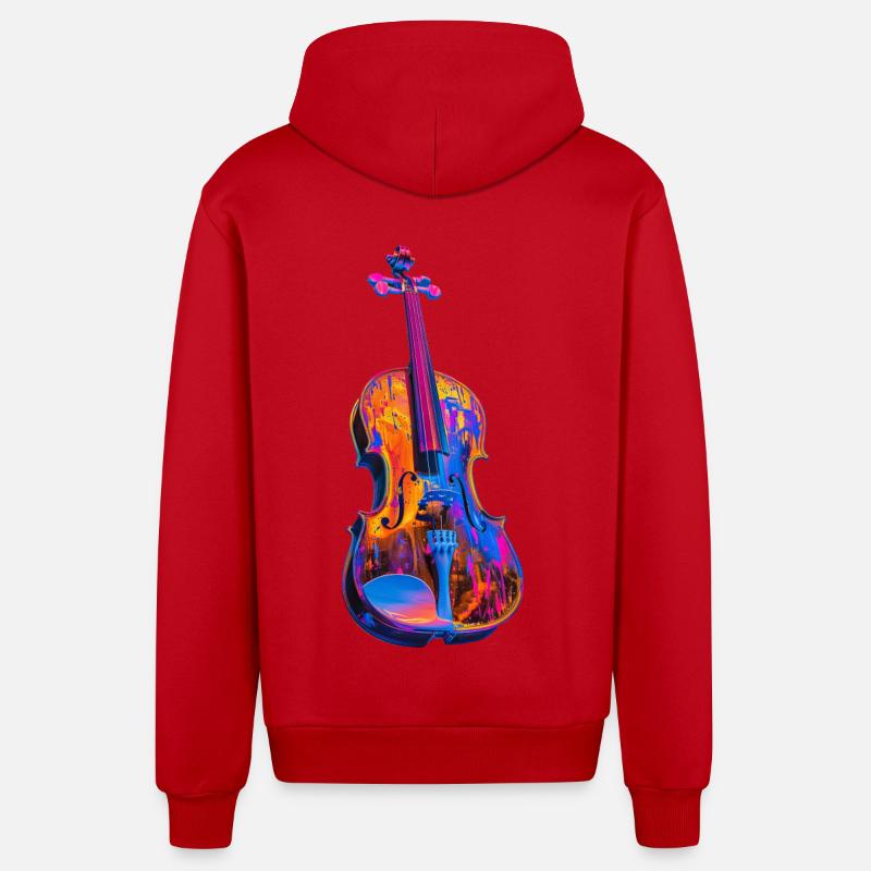 Violon - Veste à capuche bio décontractée fabriquée en UE - rouge