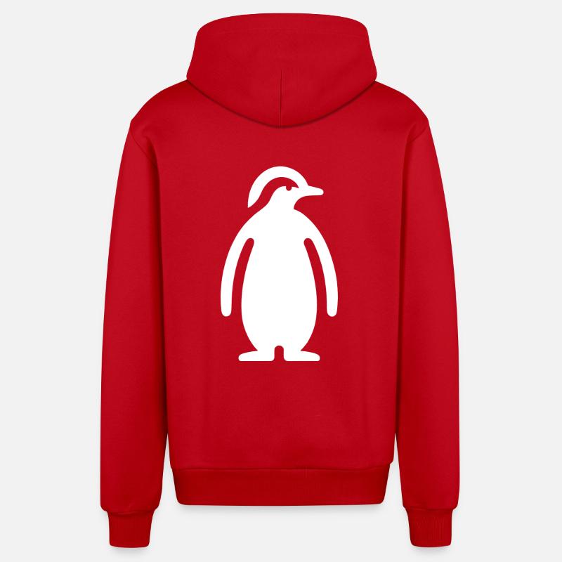 Penguin Silhouette Elegant Design - Organic Relaxed Hooded Jacket Made in EU - red