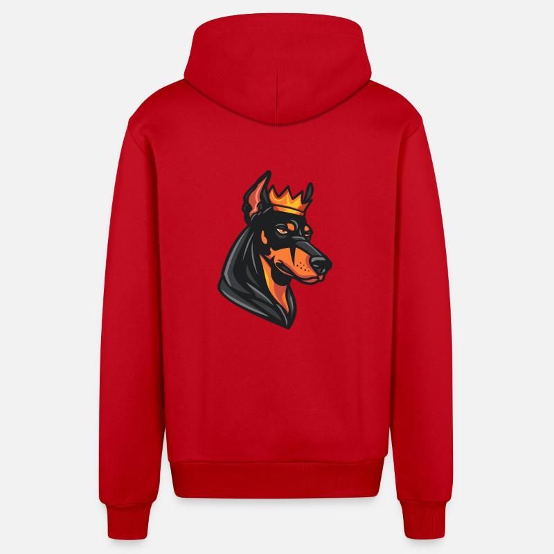 Couronne de chien Doberman - Veste à capuche bio décontractée fabriquée en UE - rouge