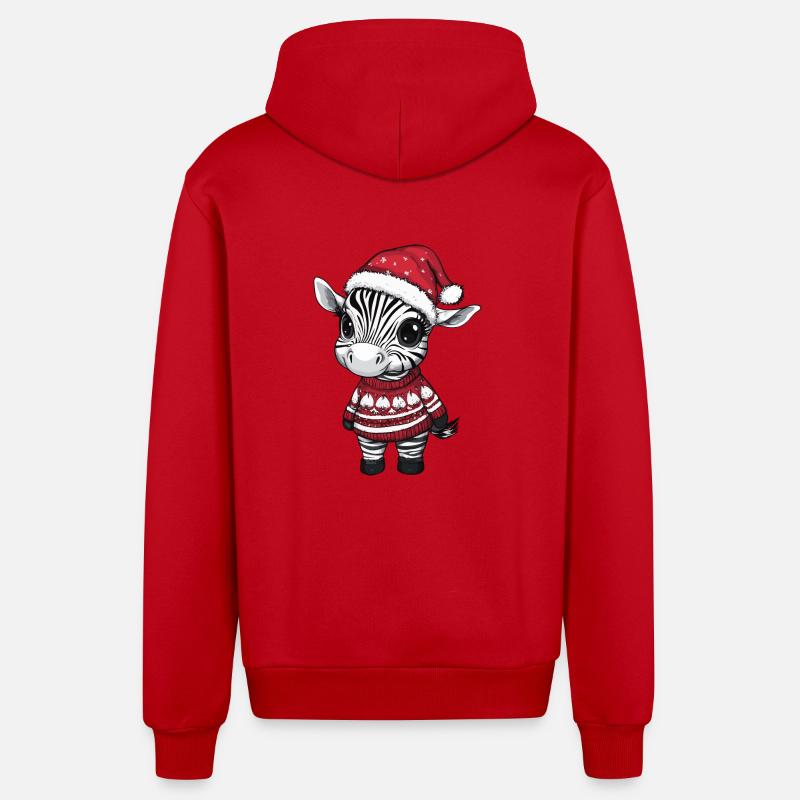 Zebra Christmas Comic - Organic Relaxed Hooded Jacket Made in EU - red