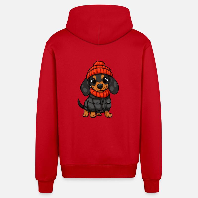 Teckel Teckel élégant - Veste à capuche bio décontractée fabriquée en UE - rouge