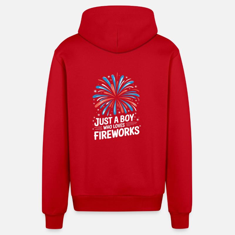Pyrotechnie Feux d’artifice Pyrotechnie - Veste à capuche bio décontractée fabriquée en UE - rouge