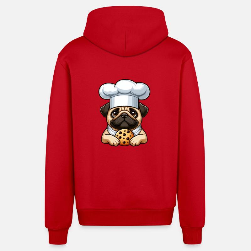 Carlin Chef avec biscuit - Veste à capuche bio décontractée fabriquée en UE - rouge