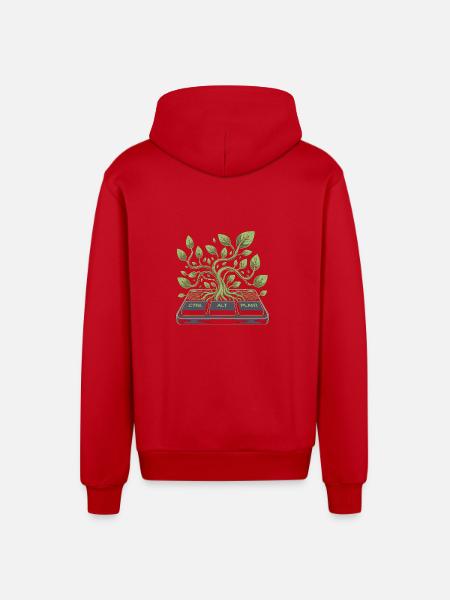 ctrl alt plant garden design - Organic Relaxed Hooded Jacket Made in EU - red