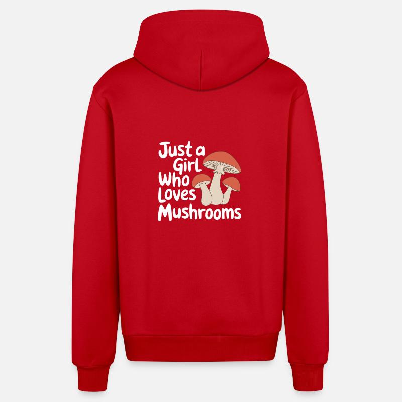 Champignons Champignons Champignon Champignon - Veste à capuche bio décontractée fabriquée en UE - rouge