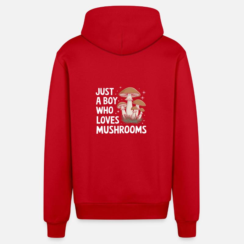 Champignons Champignons Champignon Champignon - Veste à capuche bio décontractée fabriquée en UE - rouge