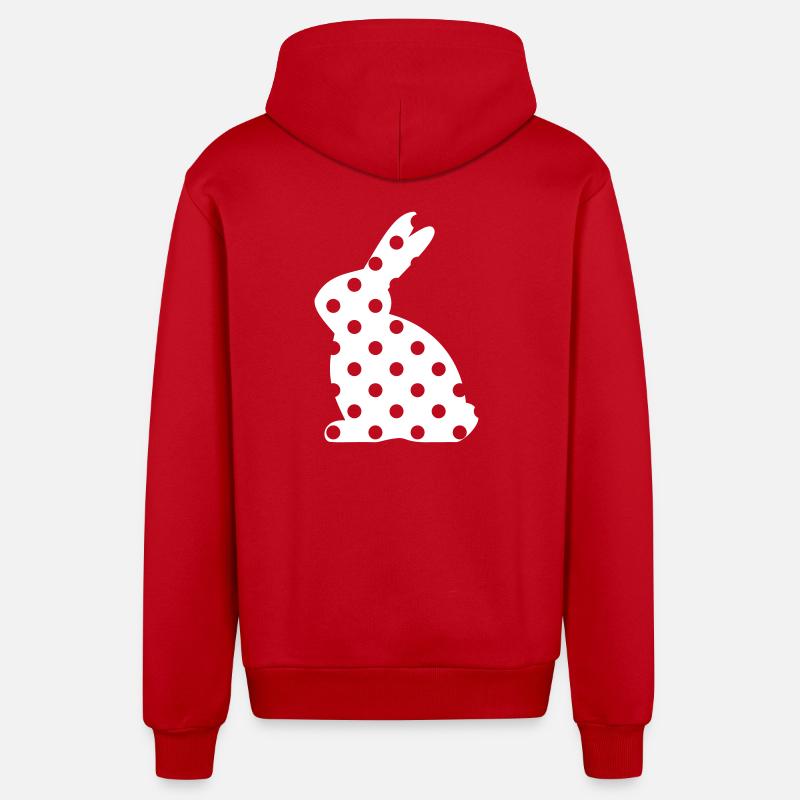 Bunny points Easter gift - Organic Relaxed Hooded Jacket Made in EU - red