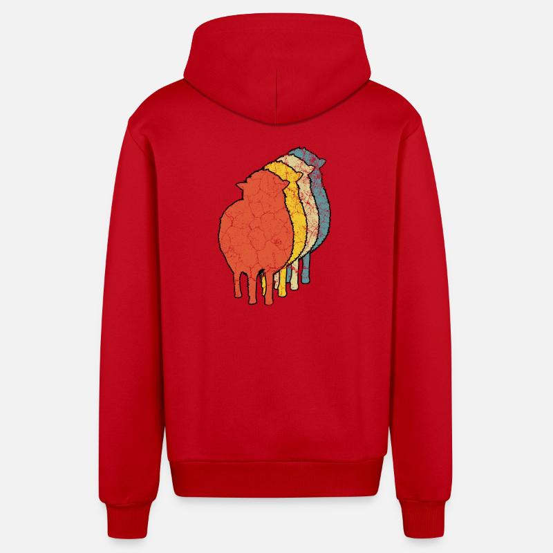 Moutons Moutons - Veste à capuche bio décontractée fabriquée en UE - rouge