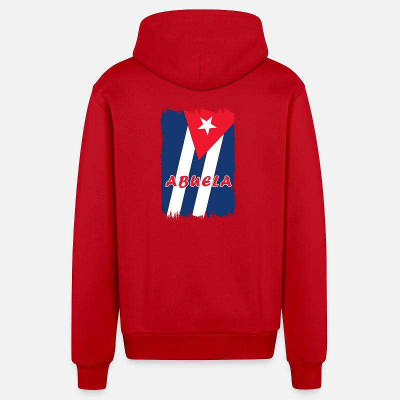 Drapeaux de grand-mère de Cuba - Veste à capuche bio décontractée fabriquée en UE - rouge